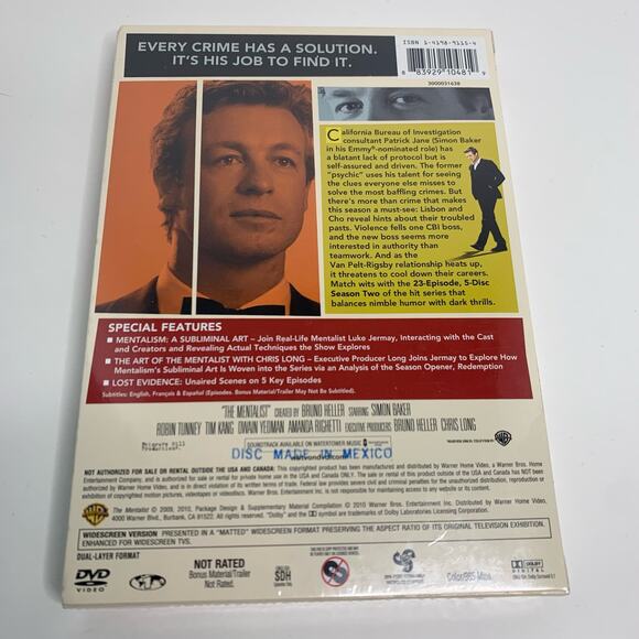 The Mentalist Season 2 DVD Set  Simon Baker Crime Drama Mystery Thriller - Picture 3 of 3